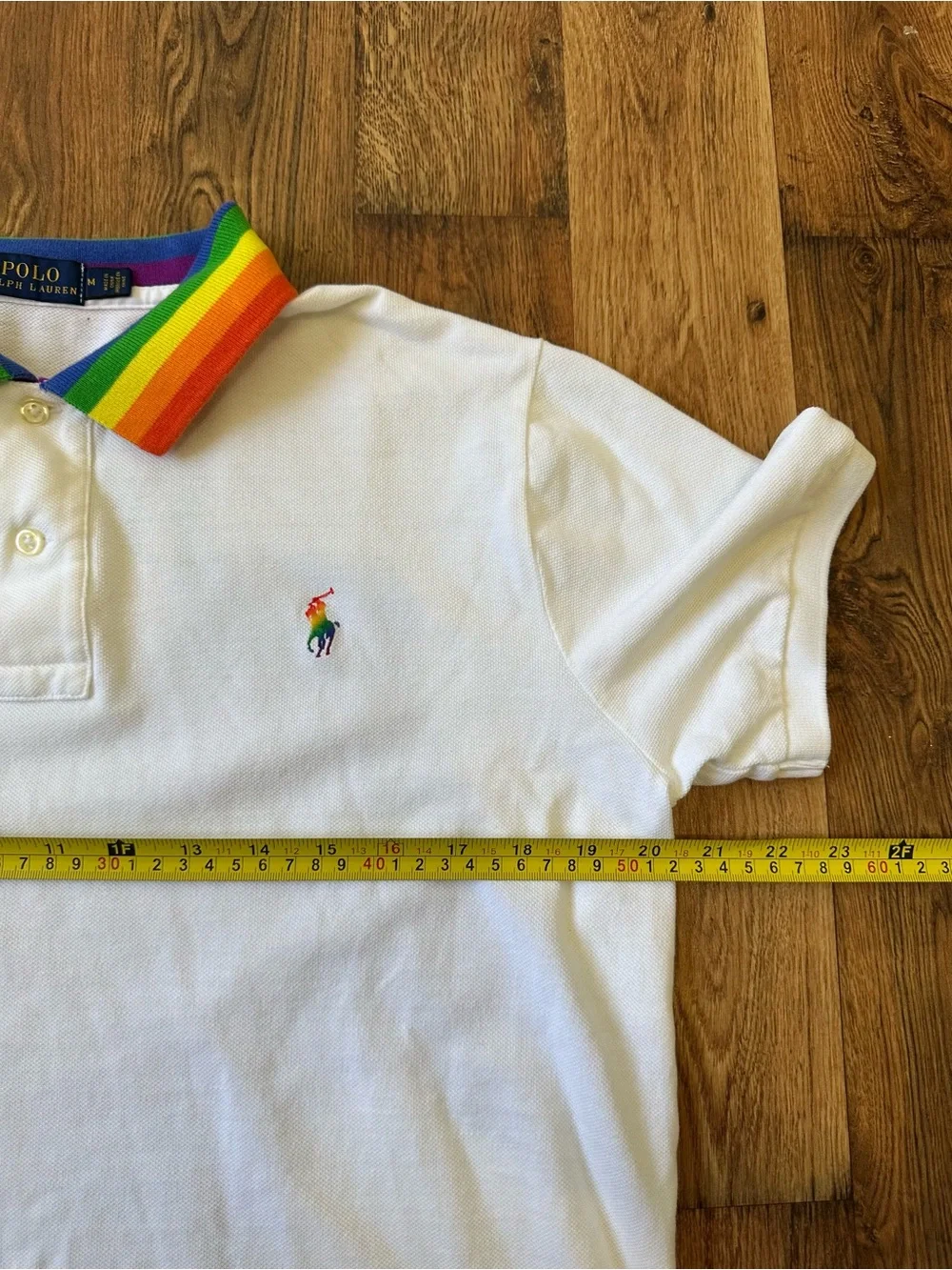 Polo Ralph Lauren Mens White Rainbow Pride Together Polo Shirt Medium preppy
